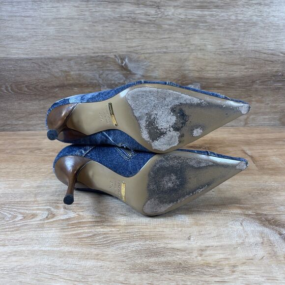 Vintage Dolce Gabbana Denim Patchwork Booties 37.5 US 7.5 - Picture 7 of 13